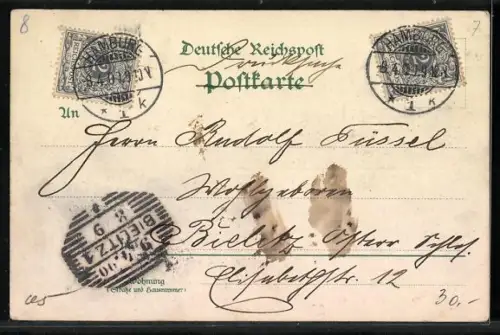 Lithographie Hamburg, Baakerhafen und Kirchenpauerquai