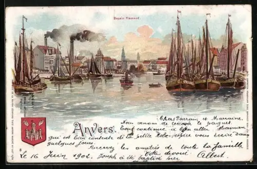 Lithographie Anvers, Bassin Flamend