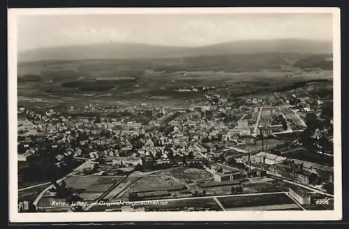 AK Rehau i. Bay., Die Dächer der Stadt vom Flugzeug aus gesehen