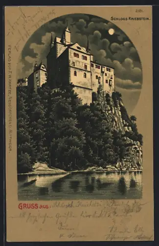 Mondschein-Lithographie Kriebstein, Schloss Kriebstein