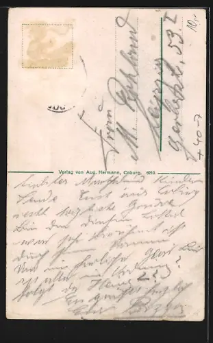 Wirtshaus-AK Coburg, Strassenpartie bei Mondschein aus der Sicht eines Betrunkenen