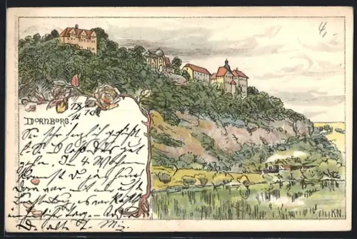 Künstler-AK Dornburg / Saale, Ortsansicht