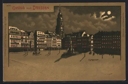 Mondschein-Lithographie Dresden, Partie am Altmarkt