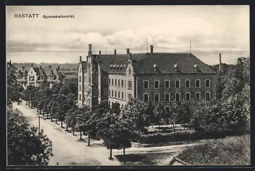 AK Rastatt, Gymnasialkonvikt aus der Vogelschau
