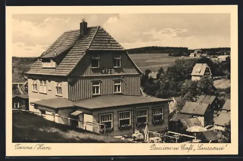 AK Tanne / Harz, Pension-Cafe Sanssouci