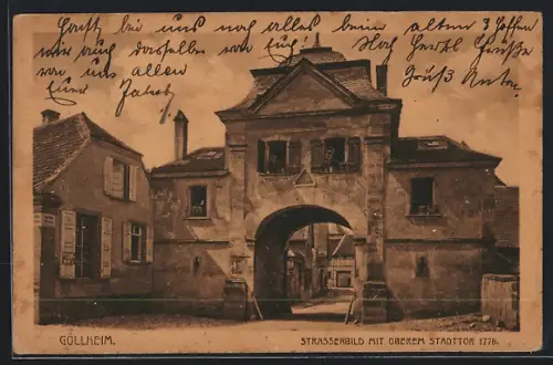 AK Göllheim, Strassenbild mit Oberem Stadttor