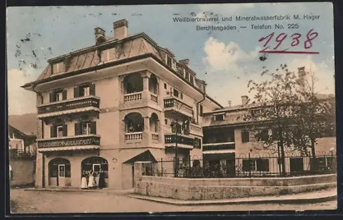 AK Berchtesgaden, Gasthaus Weissbierbrauerei und Mineralwasserfabrik M. Hager