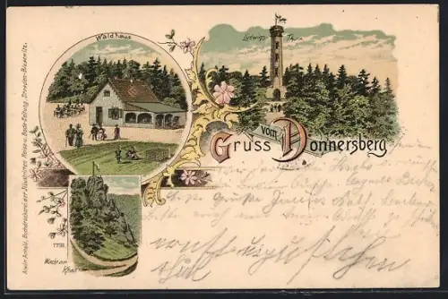 Lithographie Dannenfels, Waldhaus, Wacht am Rhein, Ludwigsturm