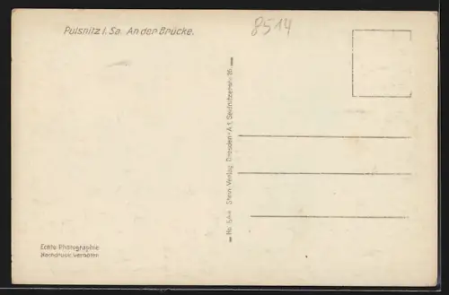 AK Pulsnitz i. Sa., Strassenpartie an der Brücke
