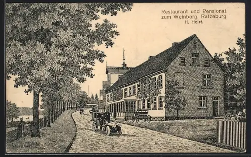 Künstler-AK Ratzeburg, Restaurant und Pensionat zum Weinberg, Inh.: H. Holst