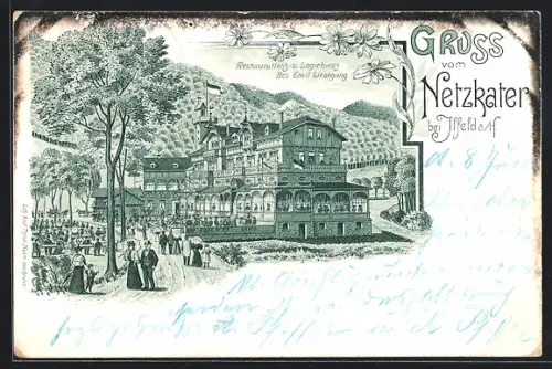 Lithographie Ilfeld a. H., Restaurant und Logierhaus Netzkater