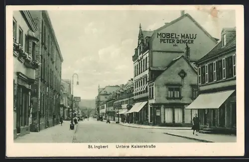 AK St. Ingbert, Untere Kaiserstrasse mit Möbel-Haus Peter Denger