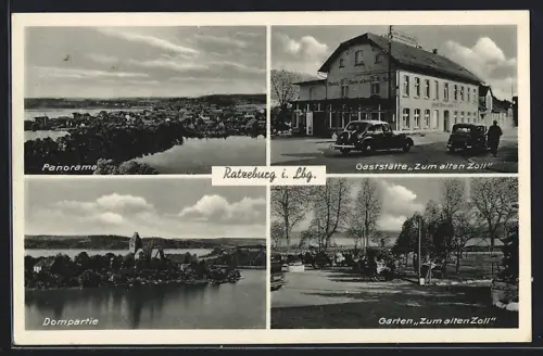 AK Ratzeburg, Gaststätte und Garten Zum alten Zoll, Panorama, Dompartie