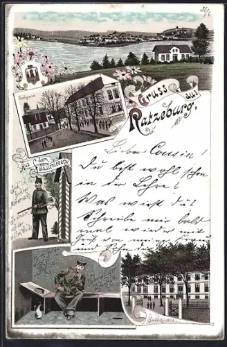 Lithographie Ratzeburg, Stadtkaserne, Domkaserne