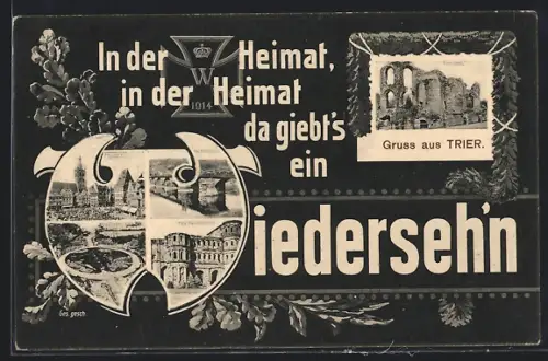 AK Trier, Kaiserpalast, Alte Römerbrücke, Porta nigra