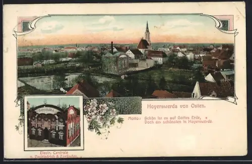 AK Hoyerswerda, Electr. Centrale v. Zschiedrich & Zurlinden, Ortsansicht von Osten