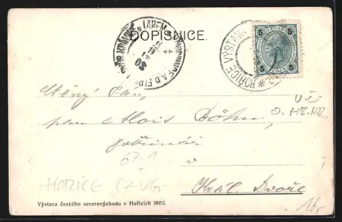 AK Horice, Vystava ceského severovychodu 1903, Socharsky Pavilon, Ausstellung