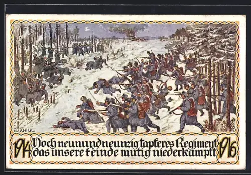 Künstler-AK Österreichisches 99er Regiment bei einer Schlacht