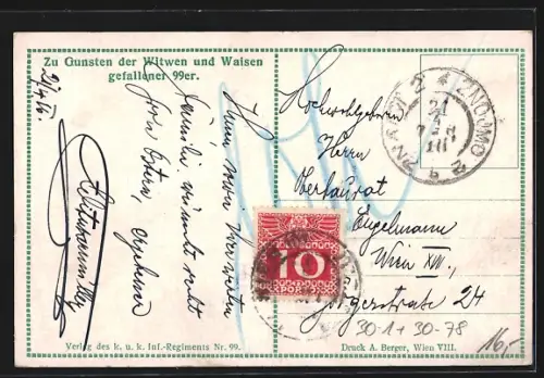 Künstler-AK Österreichisches 99er Regiment bei einer Schlacht