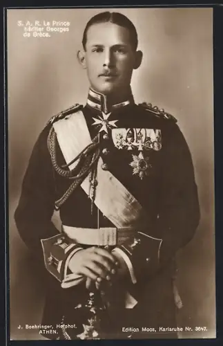 AK Erbprinz von Griechenland in Gala-Uniform mit Orden