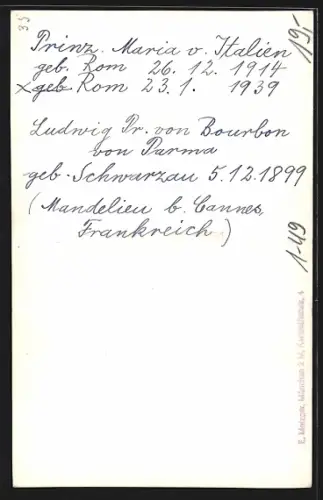 AK Prinzessin Maria von Italien in elegantem Kleid