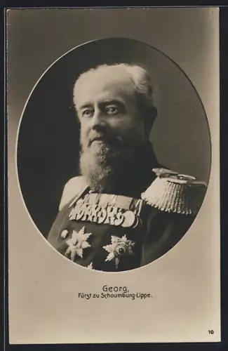 AK Porträt Fürst Georg von Schaumburg-Lippe in Uniform mit Orden