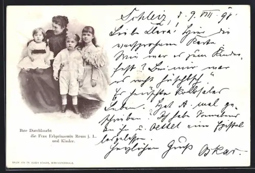 AK Erbprinzessin Reuss und Kinder