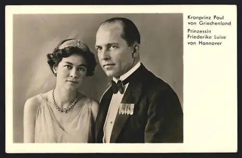 AK Kronprinz Paul von Griechenland, Prinzessin Friederike Luise von Hannover