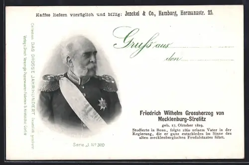 AK Friedrich Wilhelm Grossherzog von Mecklenburg