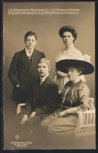 AK Erbprinzessin Elise Reuss, Prinzessin Feodora, Prinz Heinrich XLIII., Prinz Heinrich XLV.