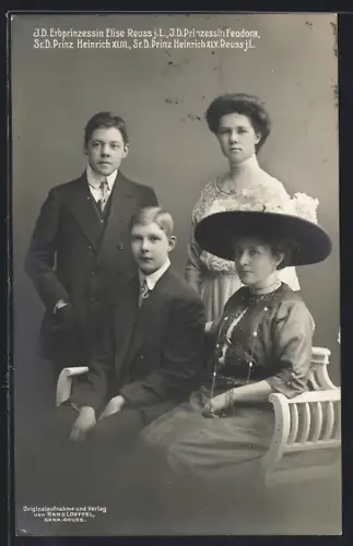 AK Erbprinzessin Elise Reuss, Prinzessin Feodora, Prinz Heinrich XLIII., Prinz Heinrich XLV.