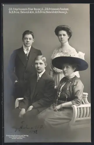 AK Erbprinzessin Elise Reuss, Prinzessin Feodora, Prinz Heinrich XLIII., Prinz Heinrich XLV.