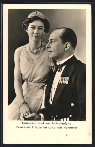 AK Kronprinz Paul von Griechenland, Prinzessin Friederike Luise von Hannover