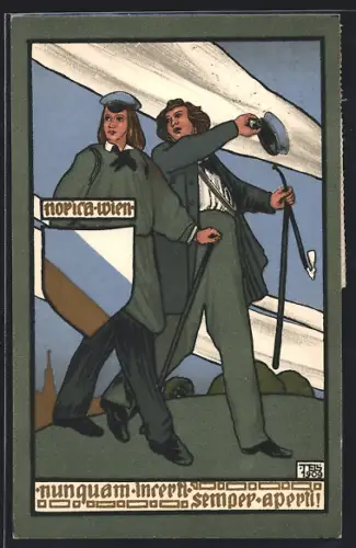 AK Studentenwappen Norica-Wien, Studenten auf Wanderschaft