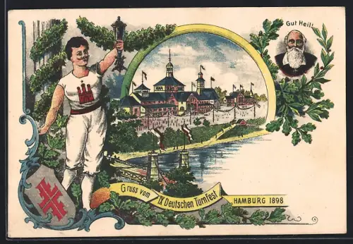 Lithographie Hamburg, IX. Deutsches Turnfest 1898, Turnvater Jahn
