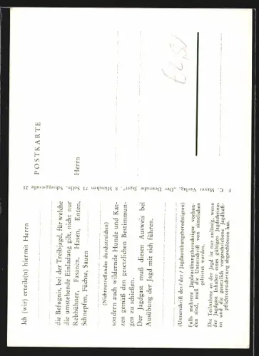 AK Einladung zur Treibjagd, Jäger trieben das Wild ins Freie