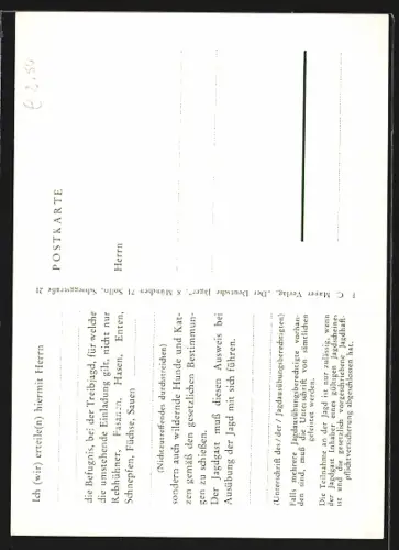 AK Einladung zur Treibjagd, Jäger trieben das Wild ins Freie