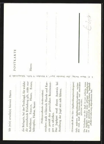 AK Einladung zur Treibjagd, Jäger trieben das Wild ins Freie