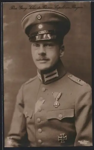 AK Porträt Prinz Georg von Bayern in Uniform mit Schirmmütze