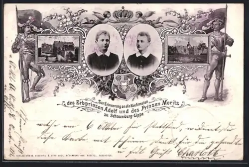 AK Konfirmation des Erbprinzen Adolf und des Prinzen Moritz von Schaumburg-Lippe