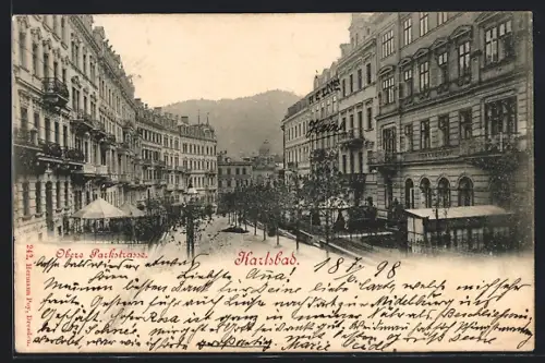 AK Karlsbad, Obere Parkstrasse mit Hotel Fürstenhof