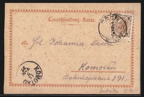 Lithographie Eger, Gasthof Ratskeller, Aussen- und Innenansicht