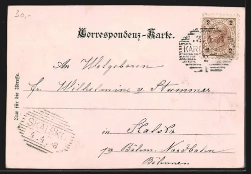 Lithographie Karlsbad, Klapkas Cafe Freundschaftssaal