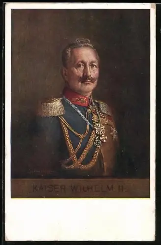 Künstler-AK Kaiser Wilhelm II. als Feldherr