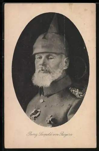 AK Prinz Leopold von Bayern in Uniform mit Helm, Eisernes Kreuz