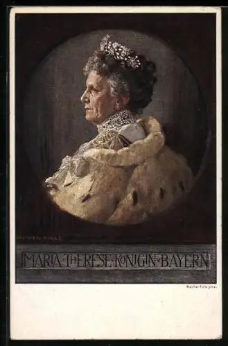 AK Portrait von Königin Maria Therese von Bayern, zur goldenen Hochzeit 20.2.1918
