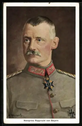 Künstler-AK Kronprinz Rupprecht von Bayern, in Uniform portraitiert