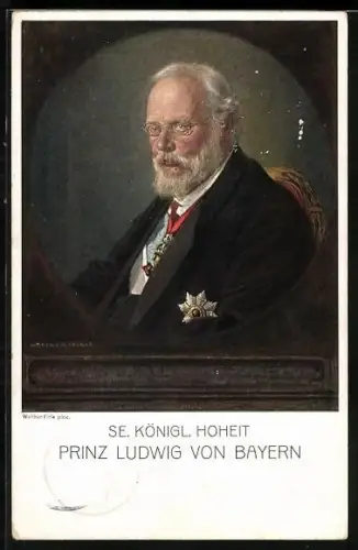 AK König Ludwig III. mit Brille und Orden