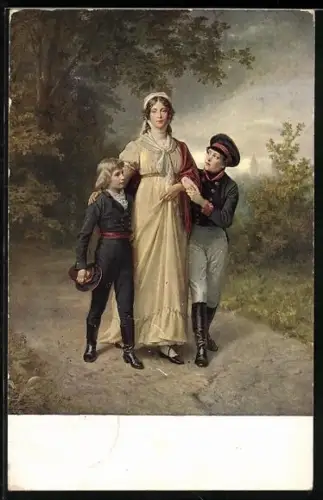 Künstler-AK Steffeck: Königin Luise von Preussen mit ihren Söhnen im Luisenwahl