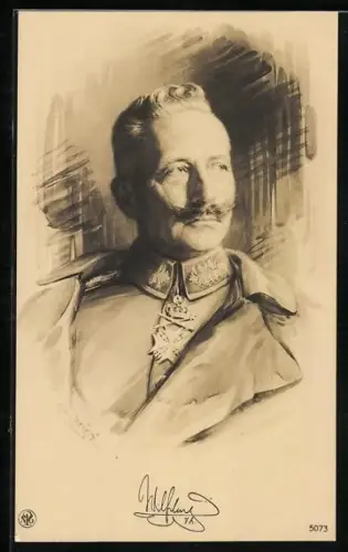 Künstler-AK Portrait Kaiser Wilhelm II. in Uniform